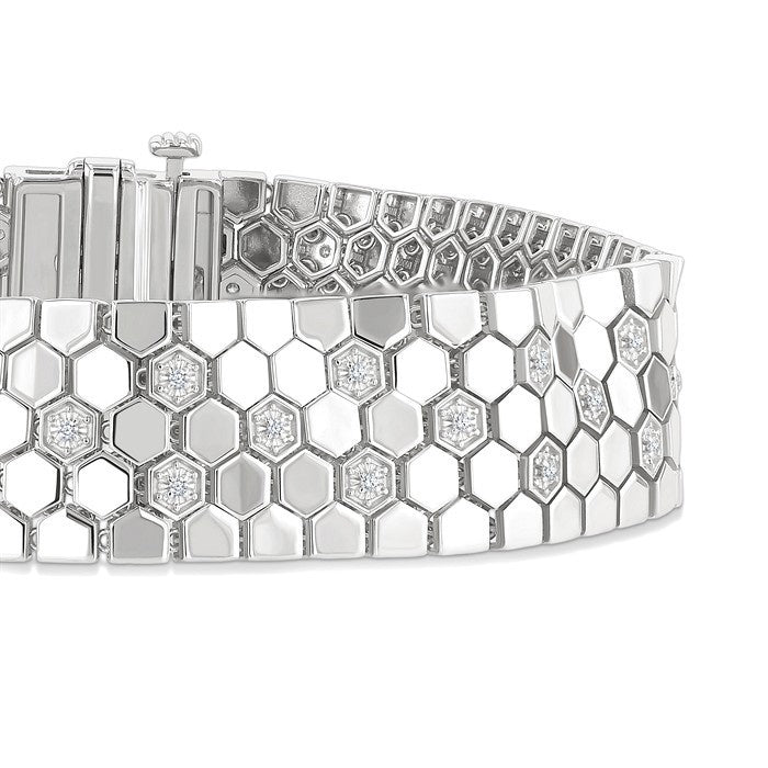 1/4 Ctw Round Cut Diamond Hexagon Fashion Bracelet in Sterling Silver