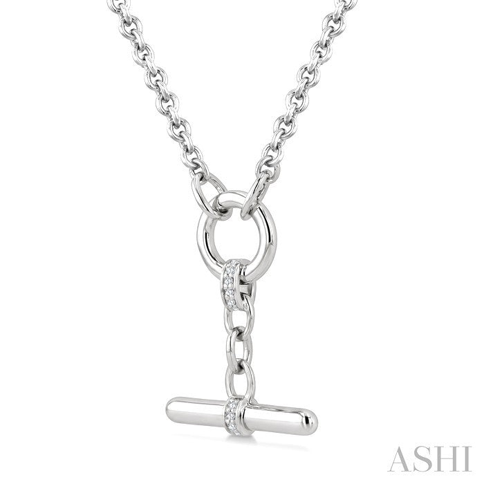 1/20 Ctw Round Cut Diamond T-Bar Fashion Necklace in Sterling Silver