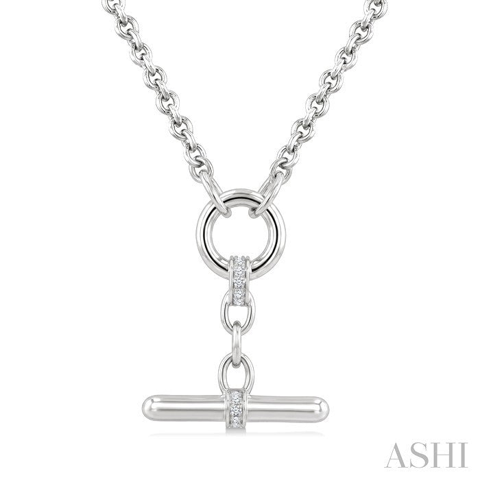 1/20 Ctw Round Cut Diamond T-Bar Fashion Necklace in Sterling Silver