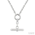 1/20 Ctw Round Cut Diamond T-Bar Fashion Necklace in Sterling Silver