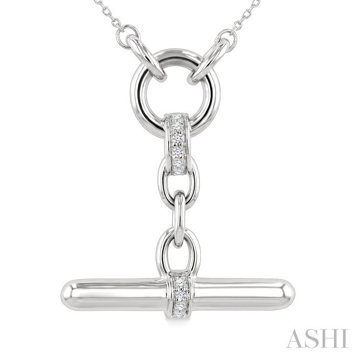 1/20 Ctw Round Cut Diamond T-Bar Fashion Necklace in Sterling Silver