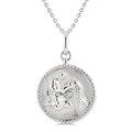 1/50 Ctw Round Cut Diamond Aquarius Zodiac Medallion Pendant With Chain in Sterling Silver