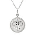 1/50 Ctw Round Cut Diamond Aries Zodiac Medallion Pendant With Chain in Sterling Silver