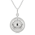 1/50 Ctw Round Cut Diamond Cancer Zodiac Medallion Pendant With Chain in Sterling Silver