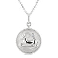 1/50 Ctw Round Cut Diamond Capricorn Zodiac Medallion Pendant With Chain in Sterling Silver