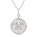 1/50 Ctw Round Cut Diamond Gemini Zodiac Medallion Pendant With Chain in Sterling Silver