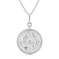 1/50 Ctw Round Cut Diamond Pisces Zodiac Medallion Pendant With Chain in Sterling Silver