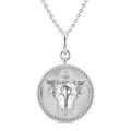 1/50 Ctw Round Cut Diamond Taurus Zodiac Medallion Pendant With Chain in Sterling Silver