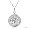 1/50 Ctw Round Cut Diamond Aquarius Zodiac Medallion Pendant With Chain in Sterling Silver