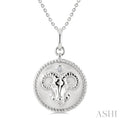 1/50 Ctw Round Cut Diamond Aries Zodiac Medallion Pendant With Chain in Sterling Silver