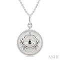 1/50 Ctw Round Cut Diamond Cancer Zodiac Medallion Pendant With Chain in Sterling Silver