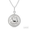1/50 Ctw Round Cut Diamond Capricorn Zodiac Medallion Pendant With Chain in Sterling Silver