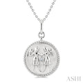 1/50 Ctw Round Cut Diamond Gemini Zodiac Medallion Pendant With Chain in Sterling Silver