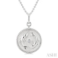 1/50 Ctw Round Cut Diamond Pisces Zodiac Medallion Pendant With Chain in Sterling Silver