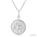 1/50 Ctw Round Cut Diamond Sagittarius Zodiac Medallion Pendant With Chain in Sterling Silver