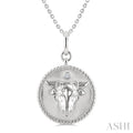 1/50 Ctw Round Cut Diamond Taurus Zodiac Medallion Pendant With Chain in Sterling Silver