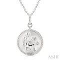 1/50 Ctw Round Cut Diamond Virgo Zodiac Medallion Pendant With Chain in Sterling Silver