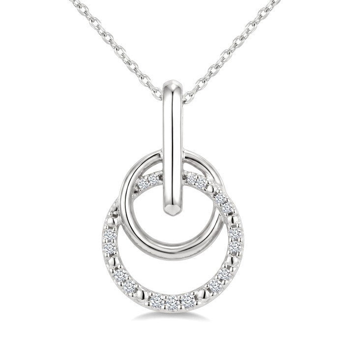 1/10 Ctw Round Cut Diamond Drop Fashion Pendant With Chain in Sterling Silver