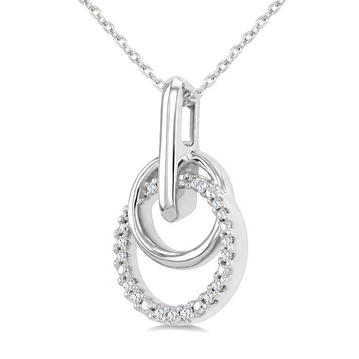 1/10 Ctw Round Cut Diamond Drop Fashion Pendant With Chain in Sterling Silver