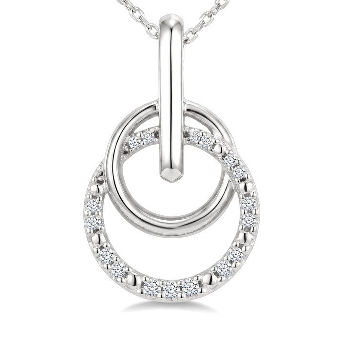 1/10 Ctw Round Cut Diamond Drop Fashion Pendant With Chain in Sterling Silver