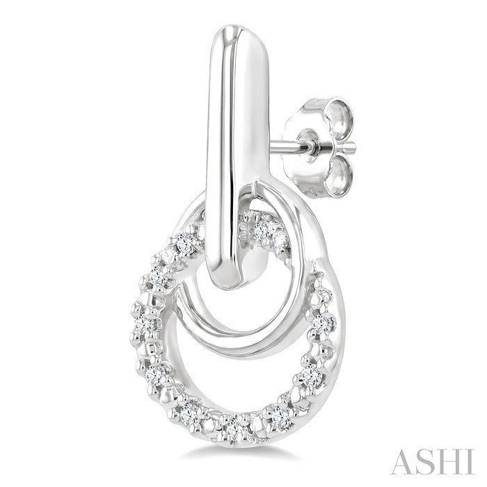 1/10 Ctw Round Cut Diamond Drop Fashion Earrings in Sterling Silver
