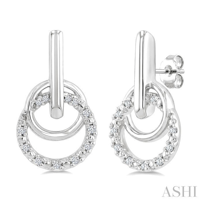 1/10 Ctw Round Cut Diamond Drop Fashion Earrings in Sterling Silver