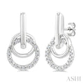1/10 Ctw Round Cut Diamond Drop Fashion Earrings in Sterling Silver