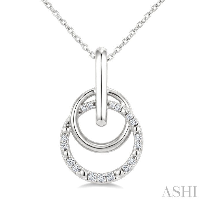 1/10 Ctw Round Cut Diamond Drop Fashion Pendant With Chain in Sterling Silver