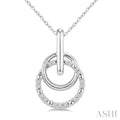 1/10 Ctw Round Cut Diamond Drop Fashion Pendant With Chain in Sterling Silver