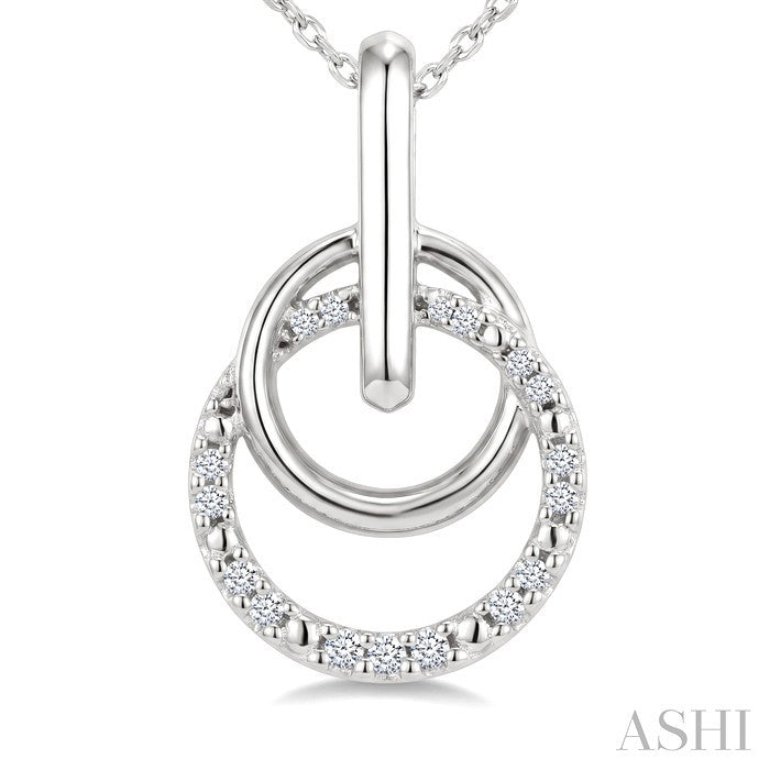 1/10 Ctw Round Cut Diamond Drop Fashion Pendant With Chain in Sterling Silver