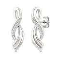 1/20 Ctw Round Cut Diamond Twisted Earrings in Sterling Silver