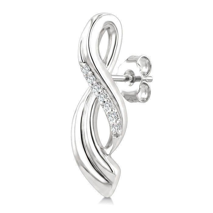 1/20 Ctw Round Cut Diamond Twisted Earrings in Sterling Silver