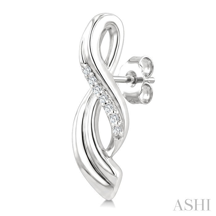 1/20 Ctw Round Cut Diamond Twisted Earrings in Sterling Silver
