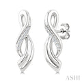 1/20 Ctw Round Cut Diamond Twisted Earrings in Sterling Silver
