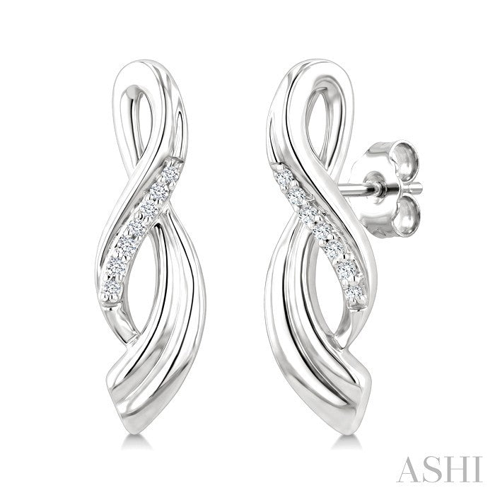 1/20 Ctw Round Cut Diamond Twisted Earrings in Sterling Silver
