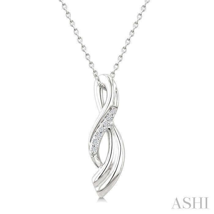 1/20 Ctw Round Cut Diamond Twisted Pendant With Chain in Sterling Silver