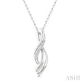 1/20 Ctw Round Cut Diamond Twisted Pendant With Chain in Sterling Silver
