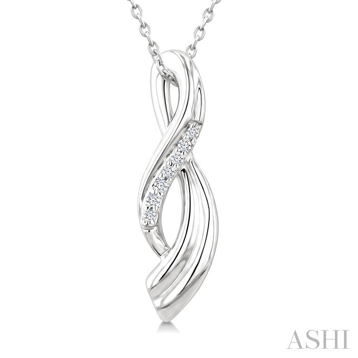 1/20 Ctw Round Cut Diamond Twisted Pendant With Chain in Sterling Silver