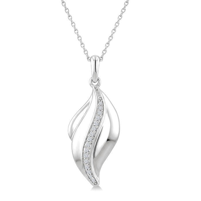 1/10 Ctw Round Cut Diamond Twisted Pendant With Chain in Sterling Silver