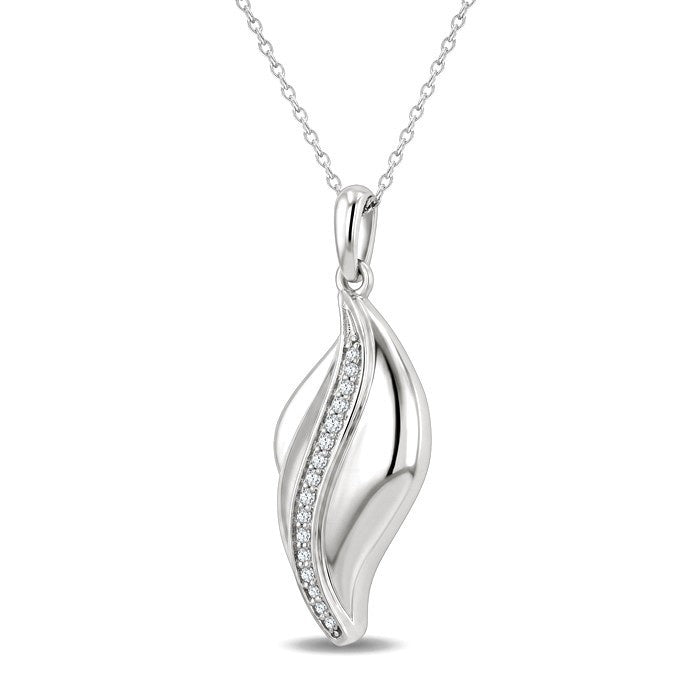 1/10 Ctw Round Cut Diamond Twisted Pendant With Chain in Sterling Silver