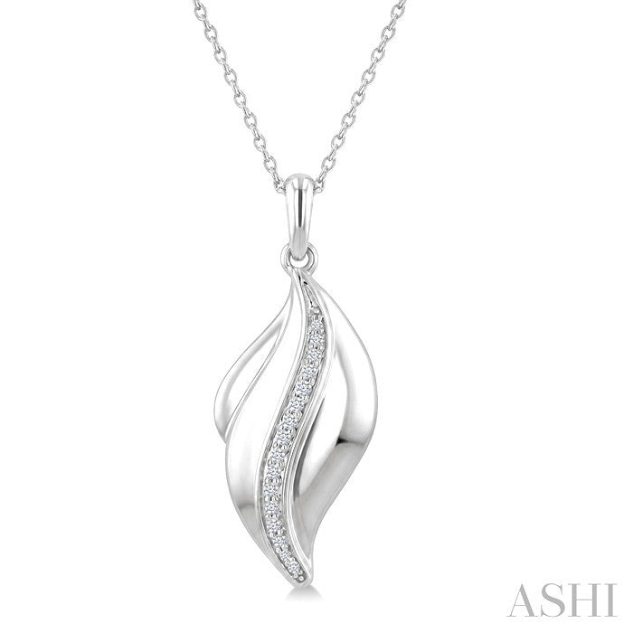 1/10 Ctw Round Cut Diamond Twisted Pendant With Chain in Sterling Silver