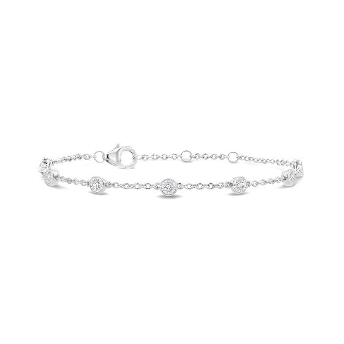 1/4 Ctw Round Cut Diamond Station Bracelet in Sterling Silver