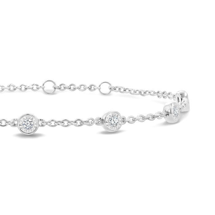 1/4 Ctw Round Cut Diamond Station Bracelet in Sterling Silver