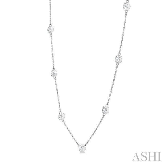 1/4 Ctw Round Cut Diamond Station Necklace in Sterling Silver