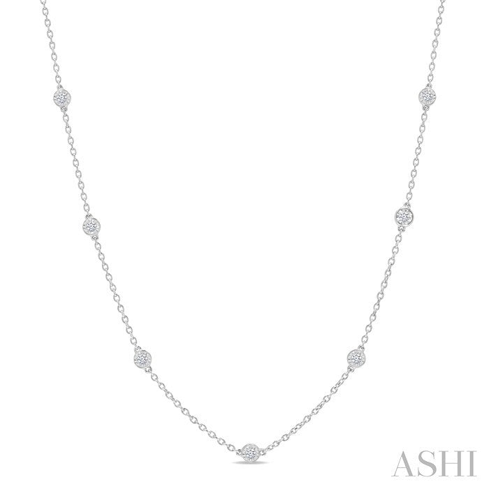 1/4 Ctw Round Cut Diamond Station Necklace in Sterling Silver