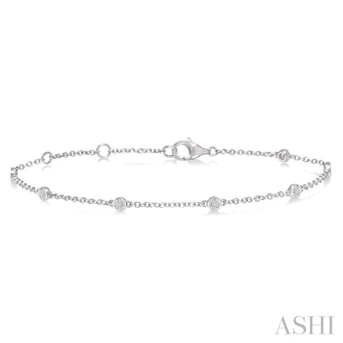1/4 Ctw Round Cut Diamond Station Bracelet in Sterling Silver