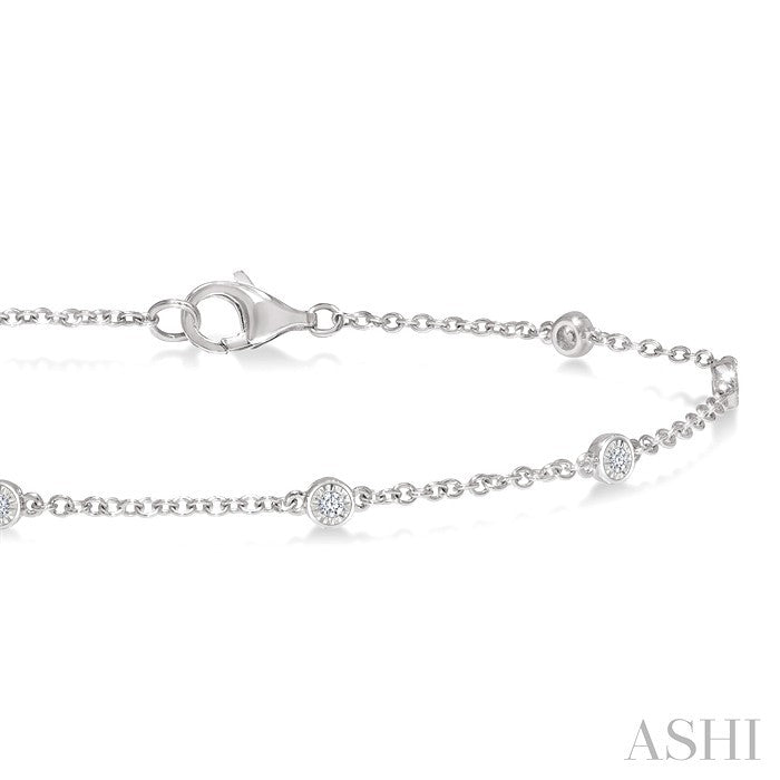 1/4 Ctw Round Cut Diamond Station Bracelet in Sterling Silver