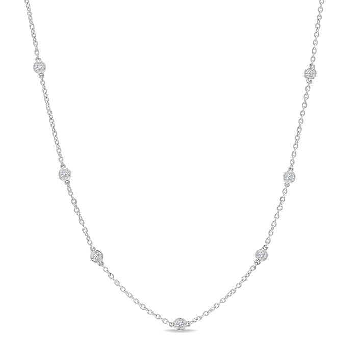 1/6 Ctw Round Cut Diamond Station Necklace in Sterling Silver
