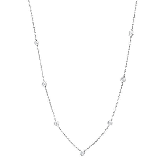 1/6 Ctw Round Cut Diamond Station Necklace in Sterling Silver