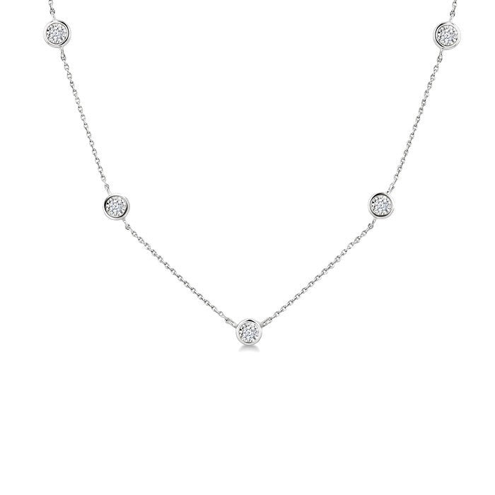 1/6 Ctw Round Cut Diamond Station Necklace in Sterling Silver